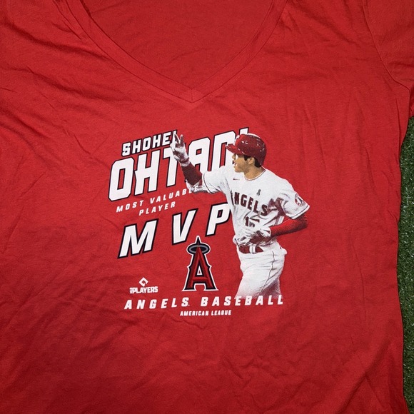 New Era Shoei Ohtani Los Angeles Angels MVP Women's‎ V-neck XL Red T-shirt NWT - Picture 2 of 9